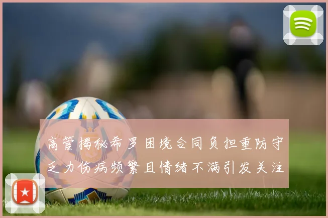 高管揭秘希罗困境合同负担重防守乏力伤病频繁且情绪不满引发关注